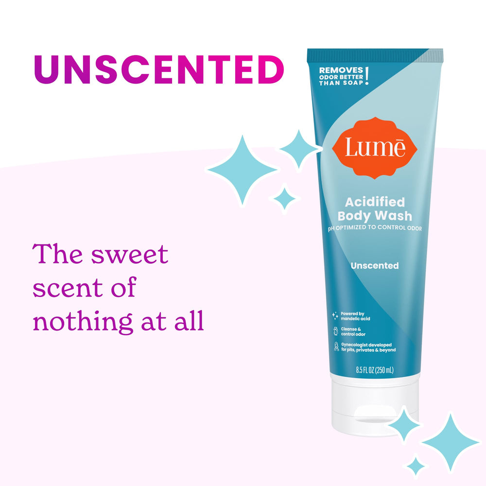 Lume unscented wash labeling emphasizes OB/GYN-developed fragrance-free care