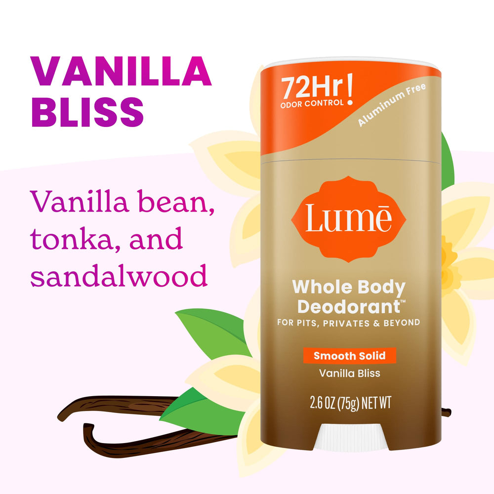 Lume Vanilla Bliss application close-up highlighting easy, smooth glide.