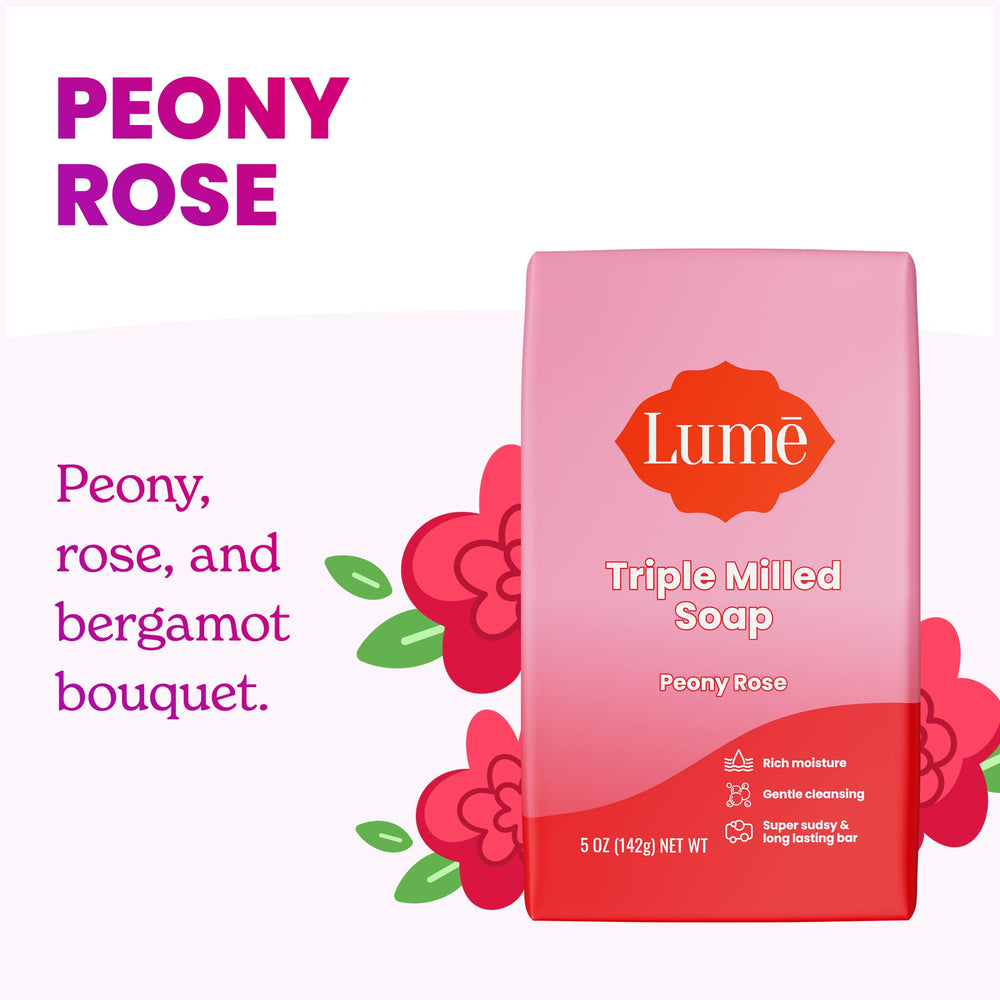 Lume whole body bundle display with deodorant and soap packaging