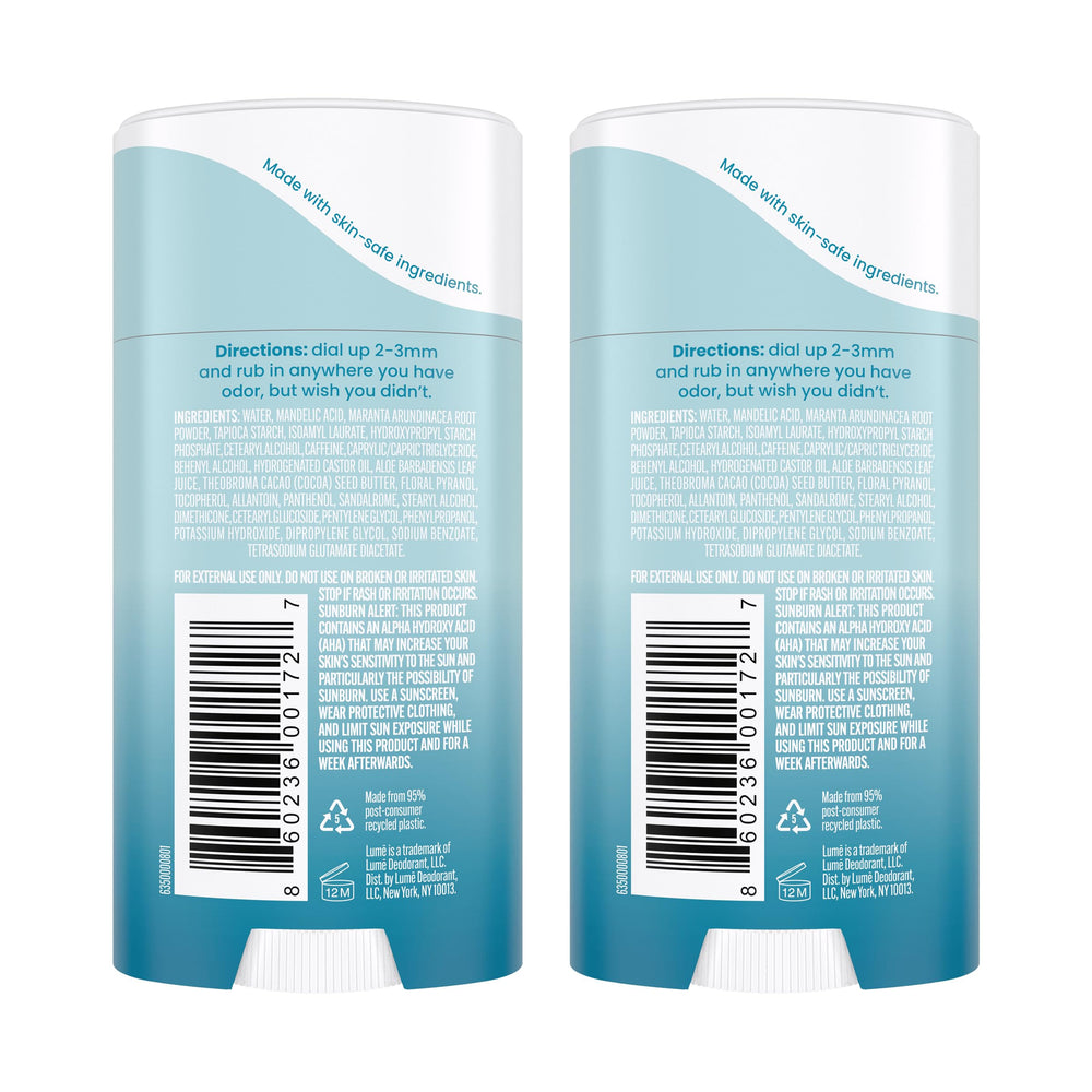 Lume pack of two 2.2 oz boxes signals value.