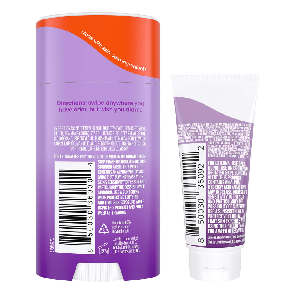 Lume bundle packaging showcases products together for a full-body routine.