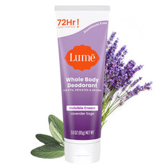 Lume whole-body deodorant invisible cream tube for discreet all-day odor control.