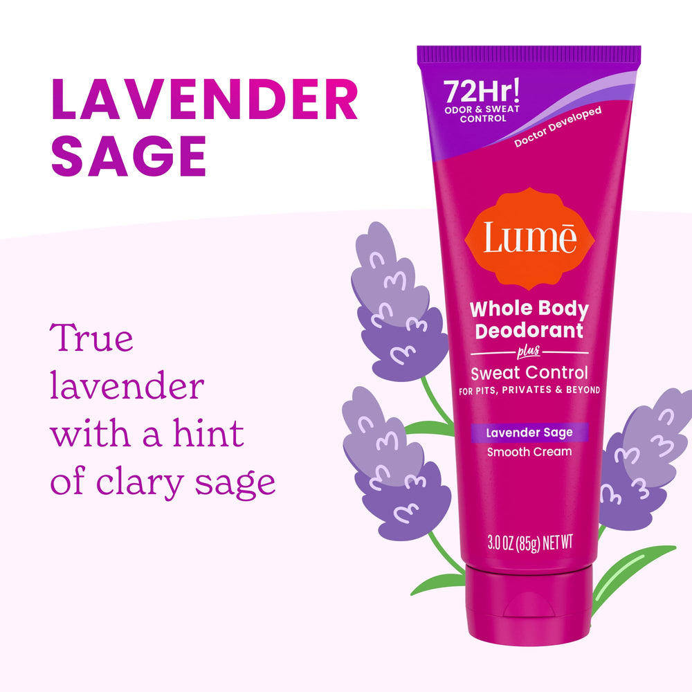 Lume Lavender Sage near-foot area demonstrates all-over-body use.