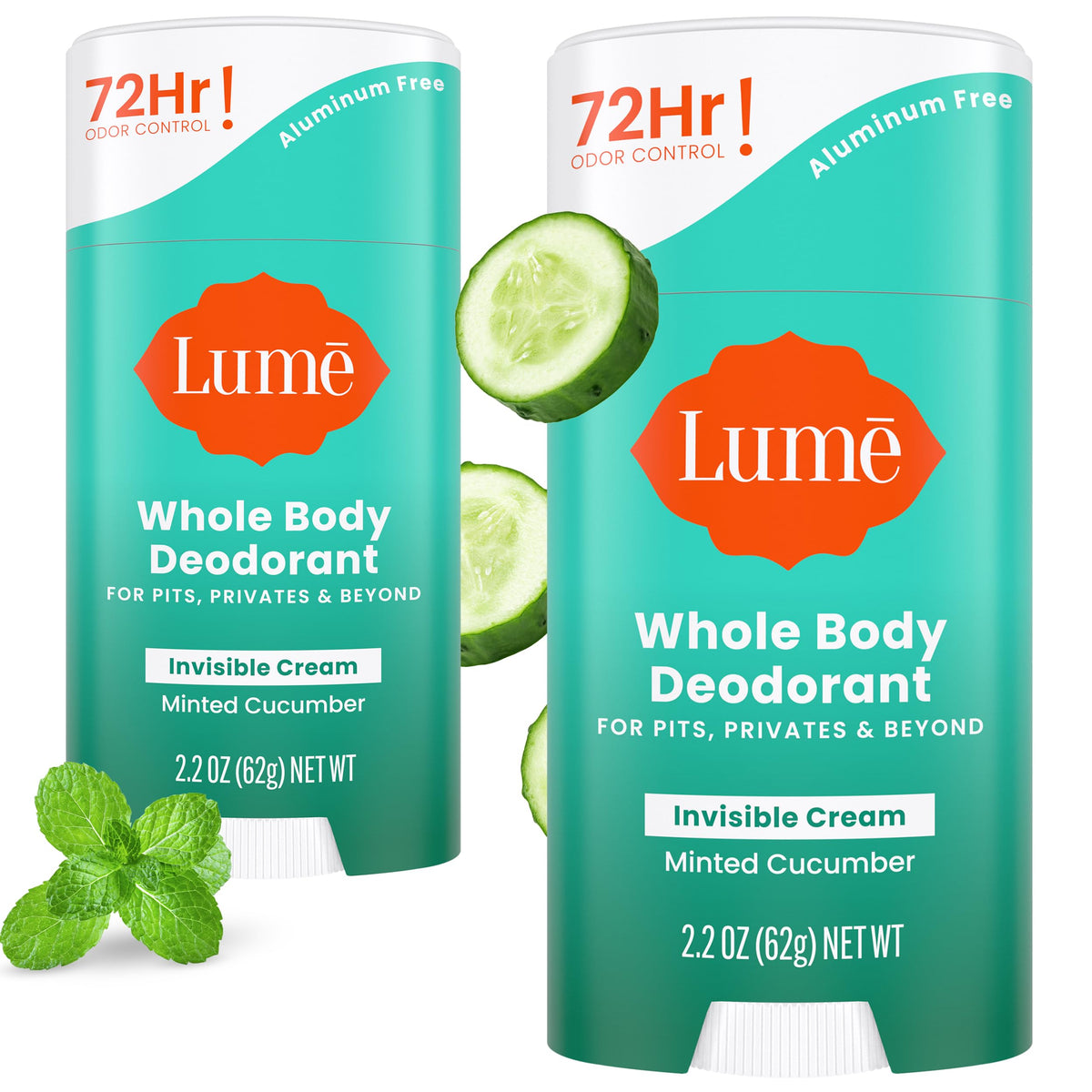 Lume packaging featuring Minted Cucumber for all-day freshness and skin safety