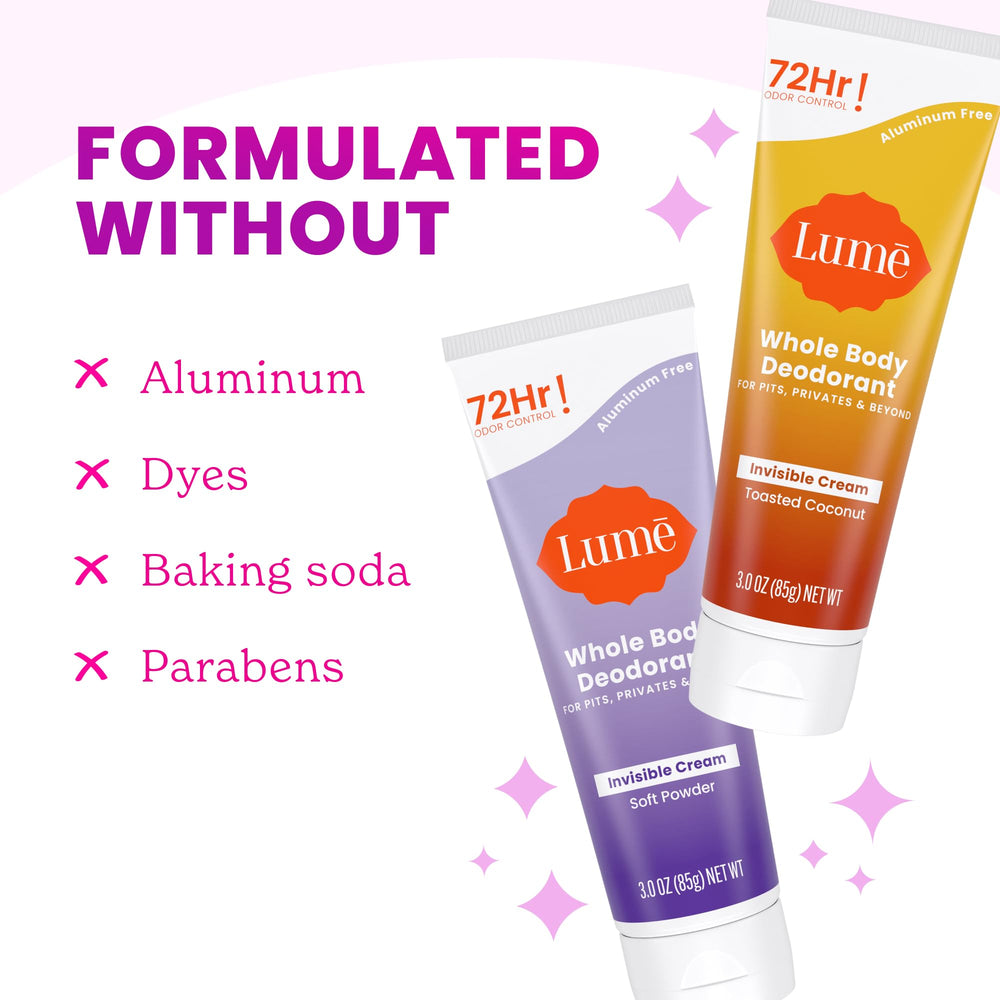 Lume Soft Powder scent application provides light, refreshing wear.
