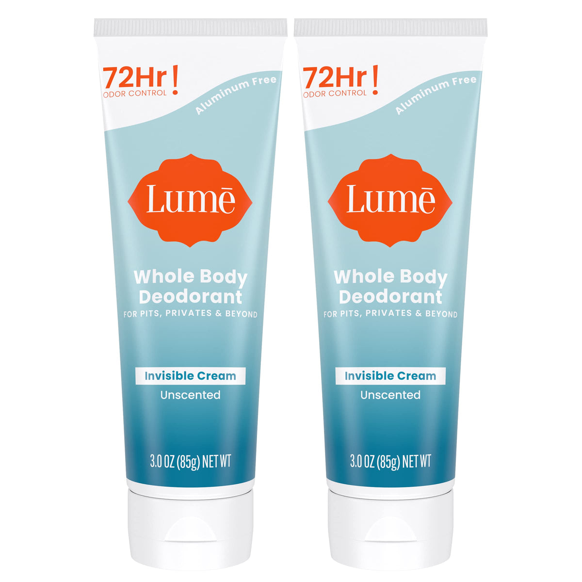 Lume unscented whole-body deodorant pack-2 shows long-lasting odor control.