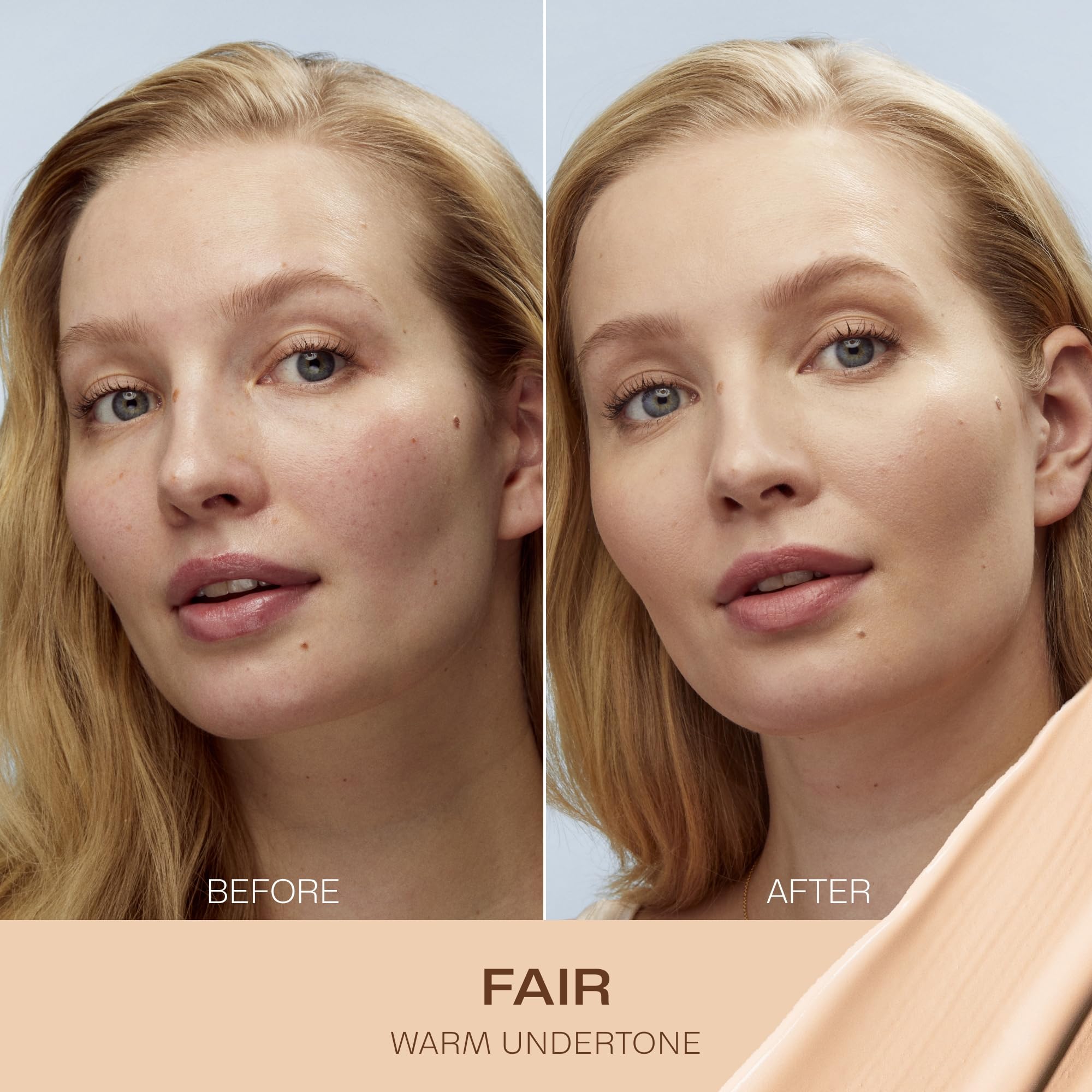 Lumene CC Cream fair shade swatch highlights universal shade that unifies tone for natural glow.
