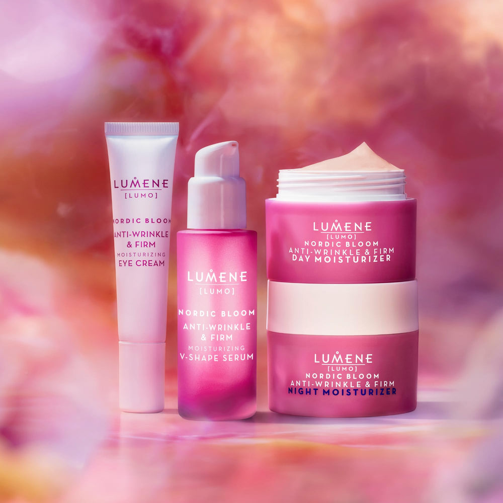 Lumene Nordic Bloom application demonstrates morning massage for refreshed skin