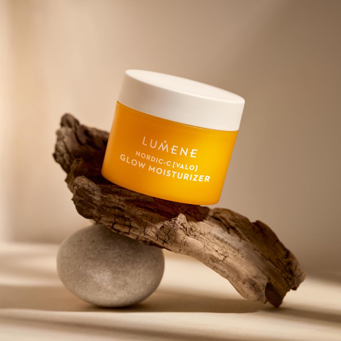 Lumene Nordic-C Valo Glow jar closeup reveals creamy texture for smooth skin