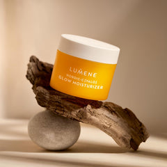 Lumene Nordic-C Valo Glow jar closeup reveals creamy texture for smooth skin