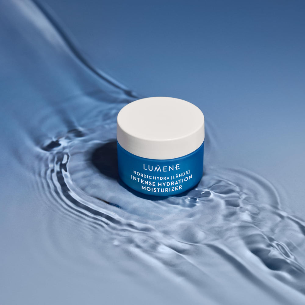 Lumene Nordic Hydra Lahde Arctic spring water visual suggests refreshing hydration