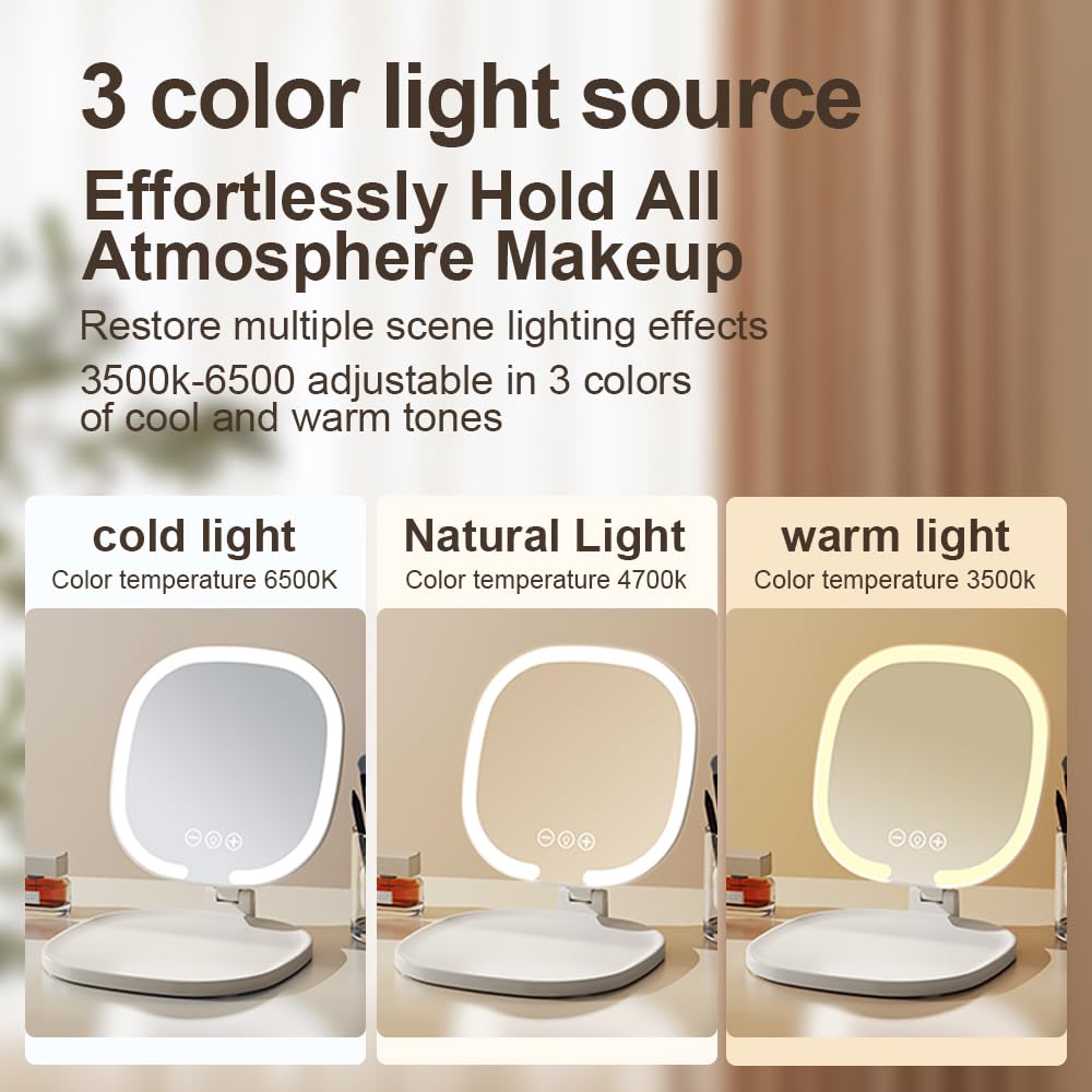 Lumicll dimmable touch control makeup mirror for quick brightness adjustments.