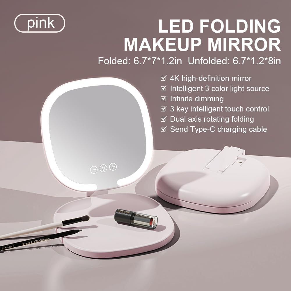Lumicll LED mirror showing three-color lighting for accurate shade matching in different environments.