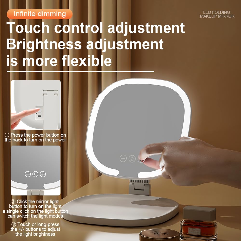 Lumicll USB-C rechargeable makeup mirror enabling portable use anywhere.