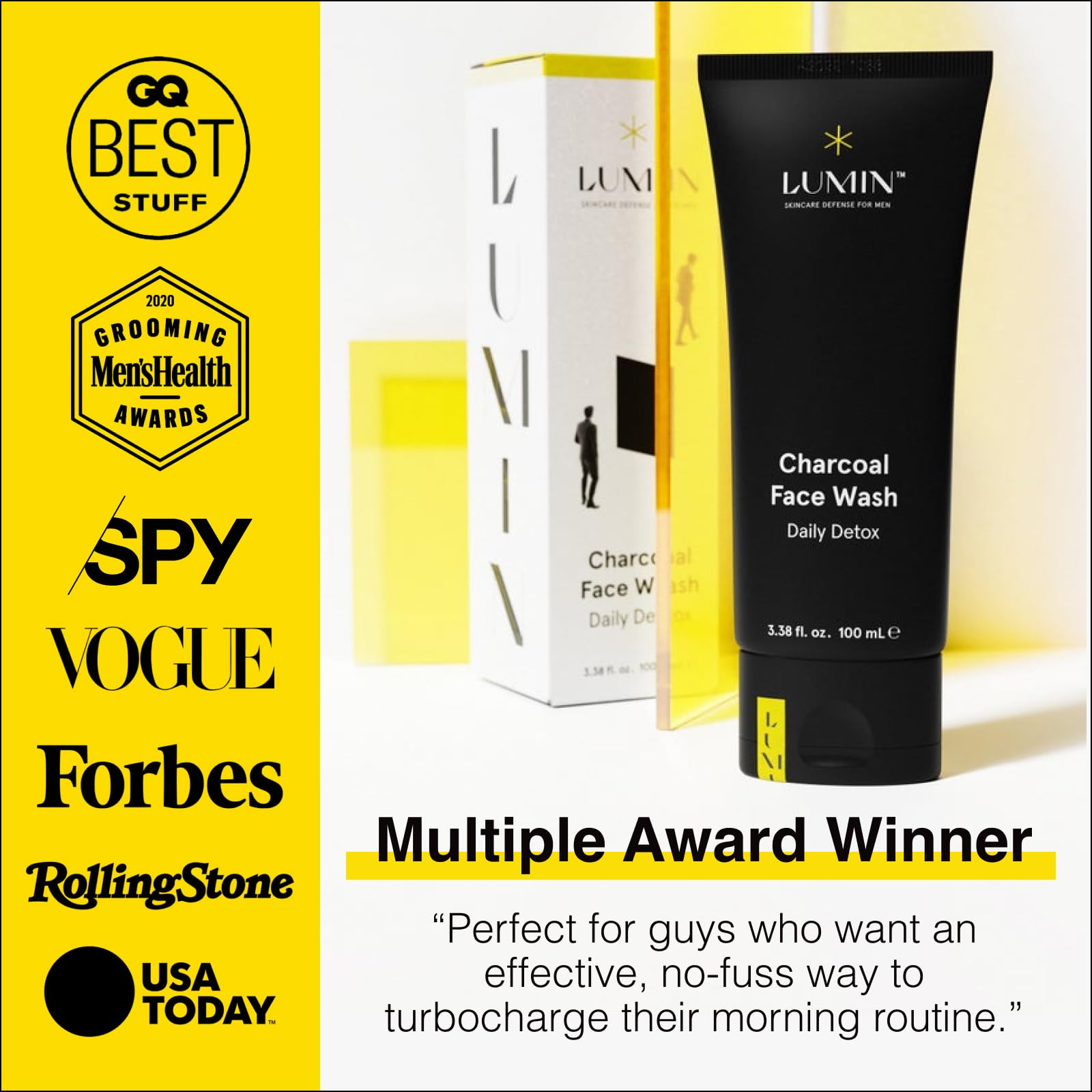Lumin Charcoal Face Wash 3-4oz bottle designed for daily use.