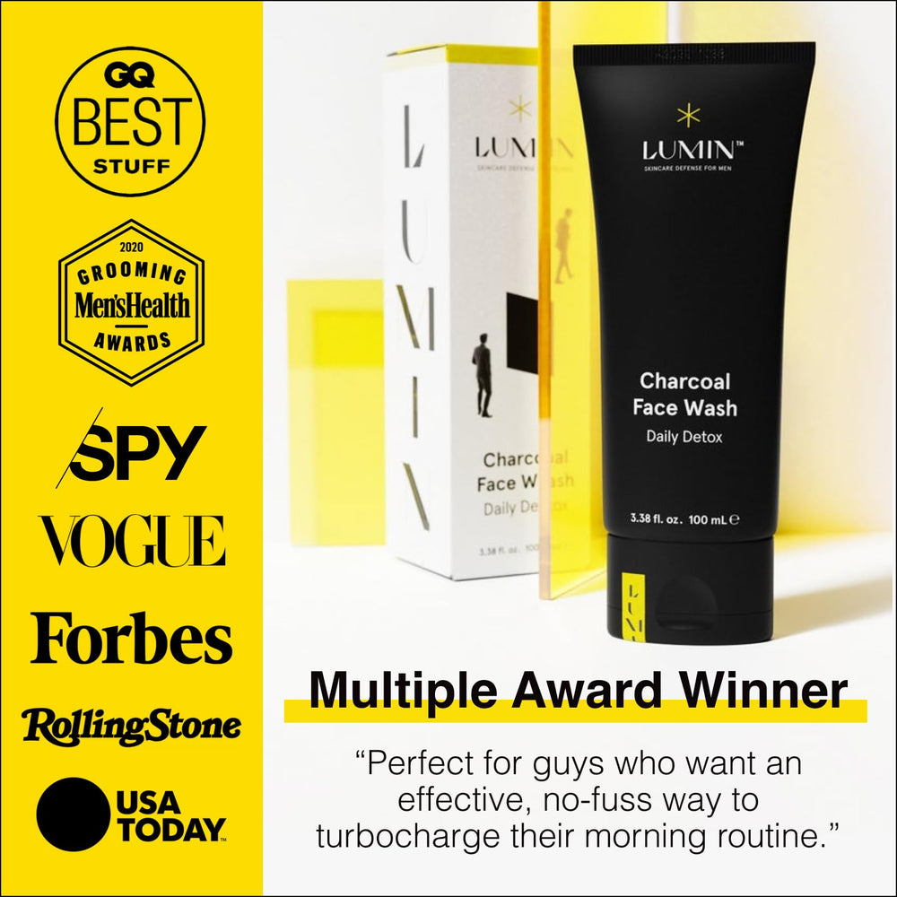 Lumin Charcoal Face Wash 3-4oz bottle designed for daily use.