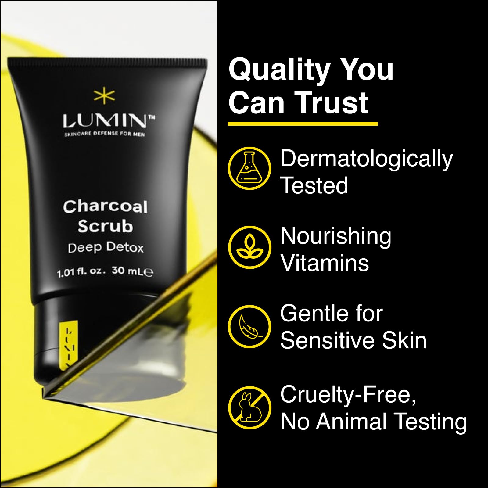 Lumin Charcoal Scrub Deep Detox foam lather ready for cleansing