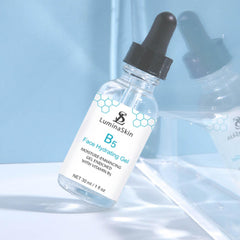LuminaSkin B5 Gel texture swirl highlighting lightweight, fast-absorbing formula