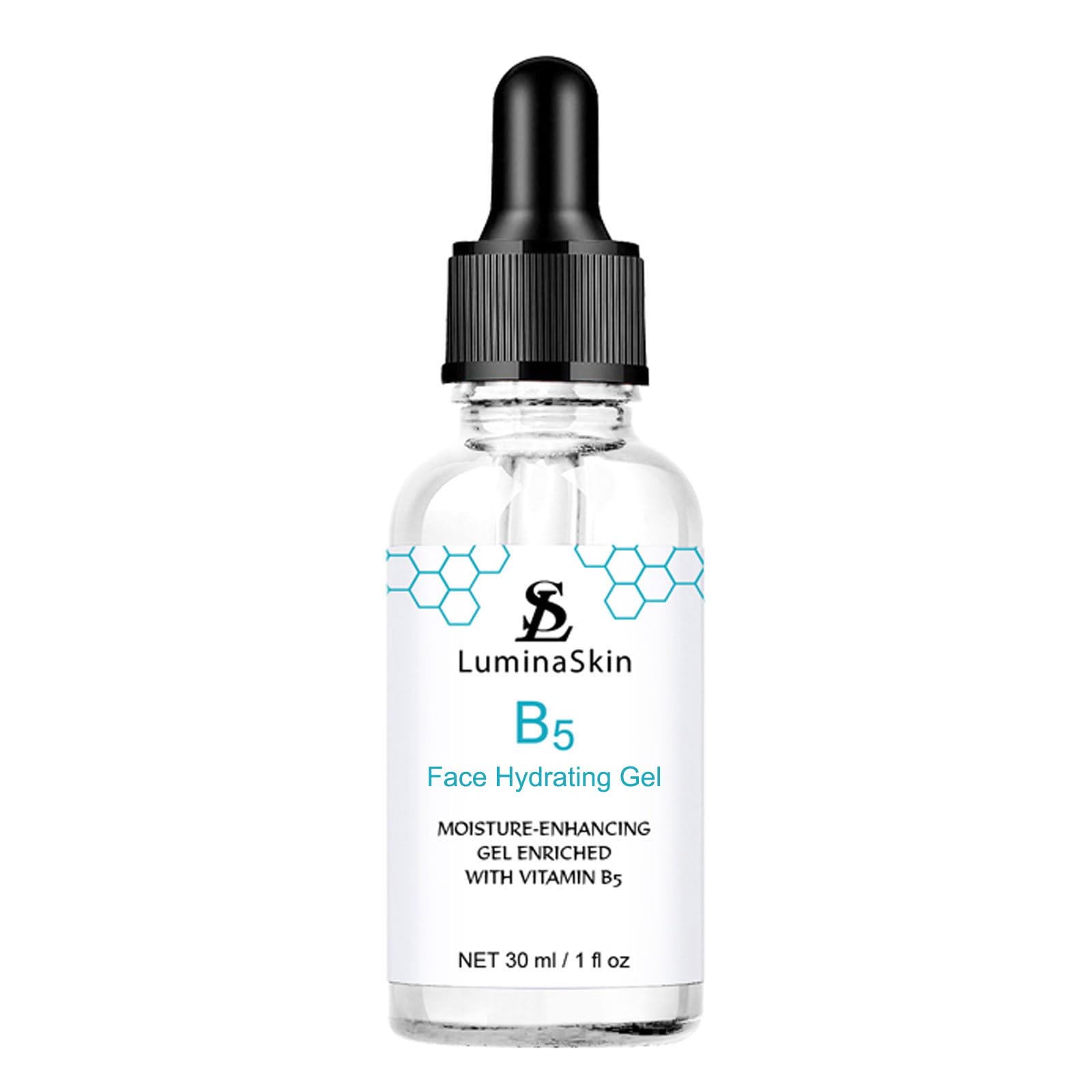 LuminaSkin Hydrating B5 Gel jar close-up showing rich moisture for all-day hydration
