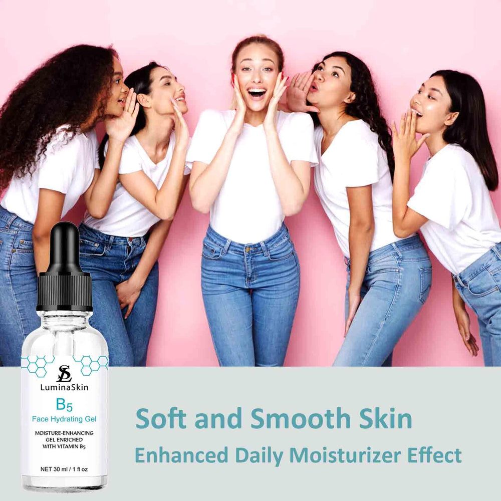 LuminaSkin Serum and Gel layering to illustrate a hydrating routine