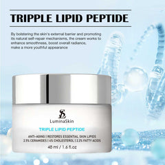 LuminaSkin cream bottle with texture hint suggests deep hydration