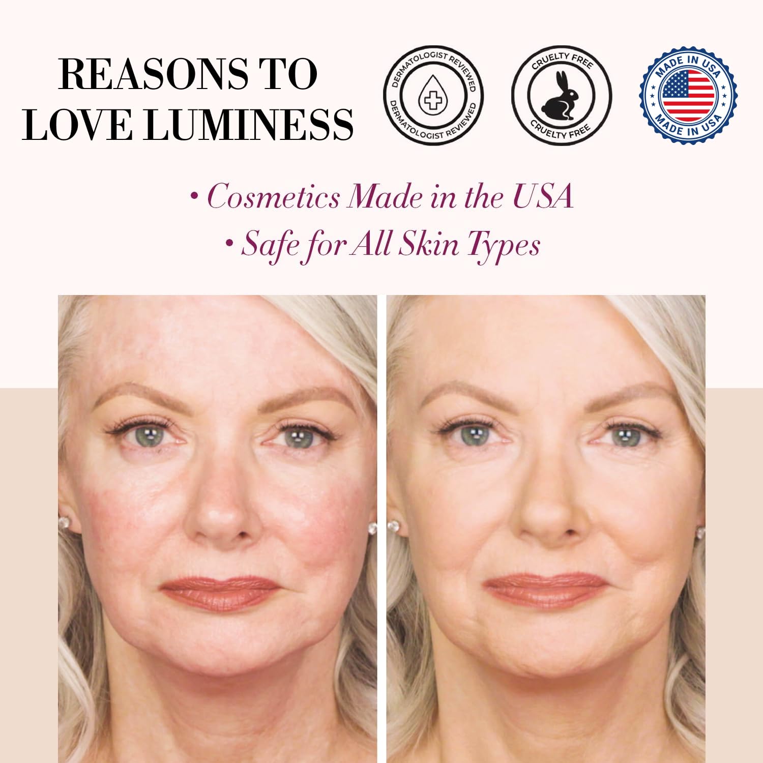 Luminess Air Silk finish-satin provides a natural glow that adapts to skin texture