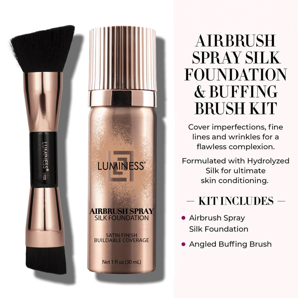 LUMINESS Silk Airbrush Foundation texture swirl shows smooth finish.