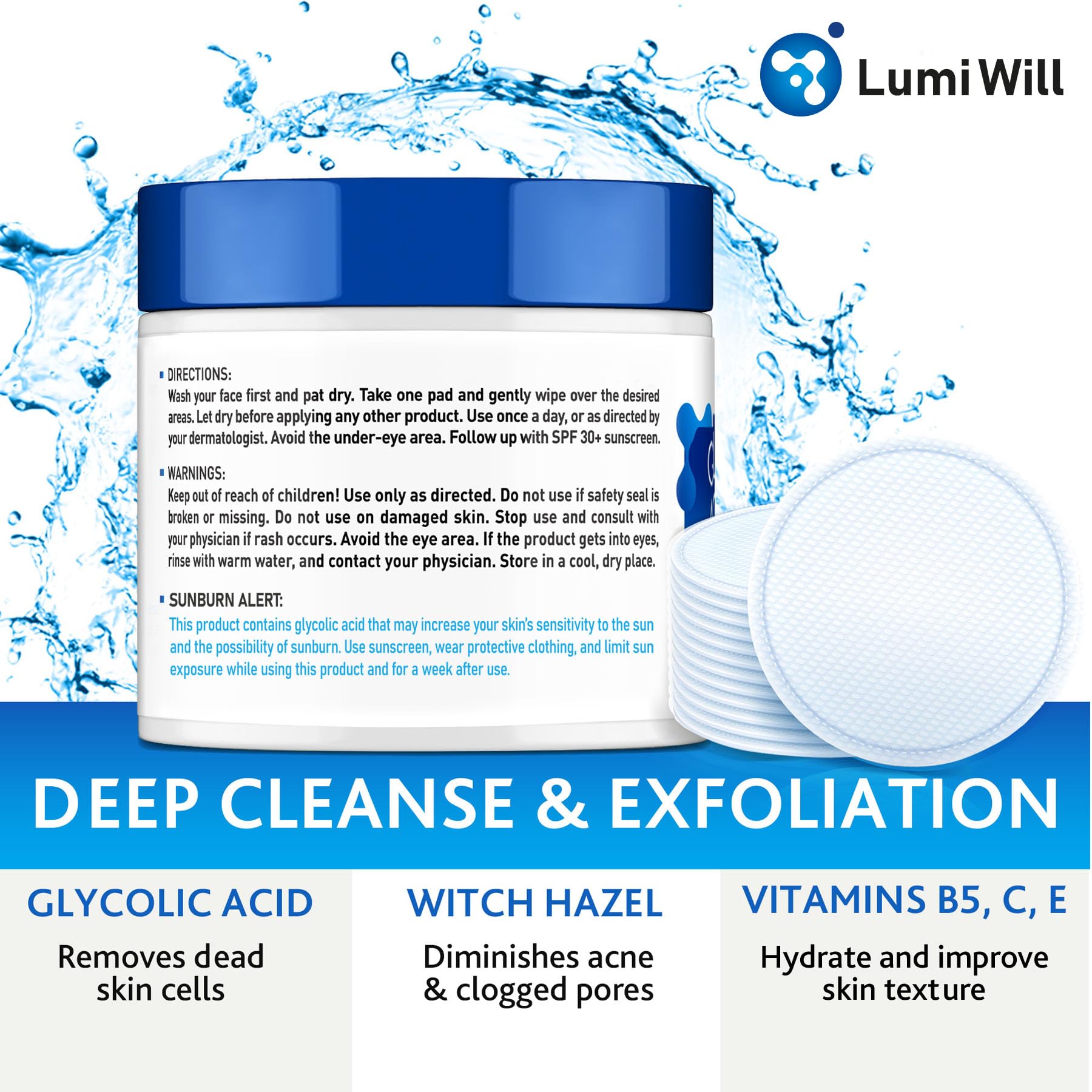LumiWill pads and sunscreen reminder for daily protection