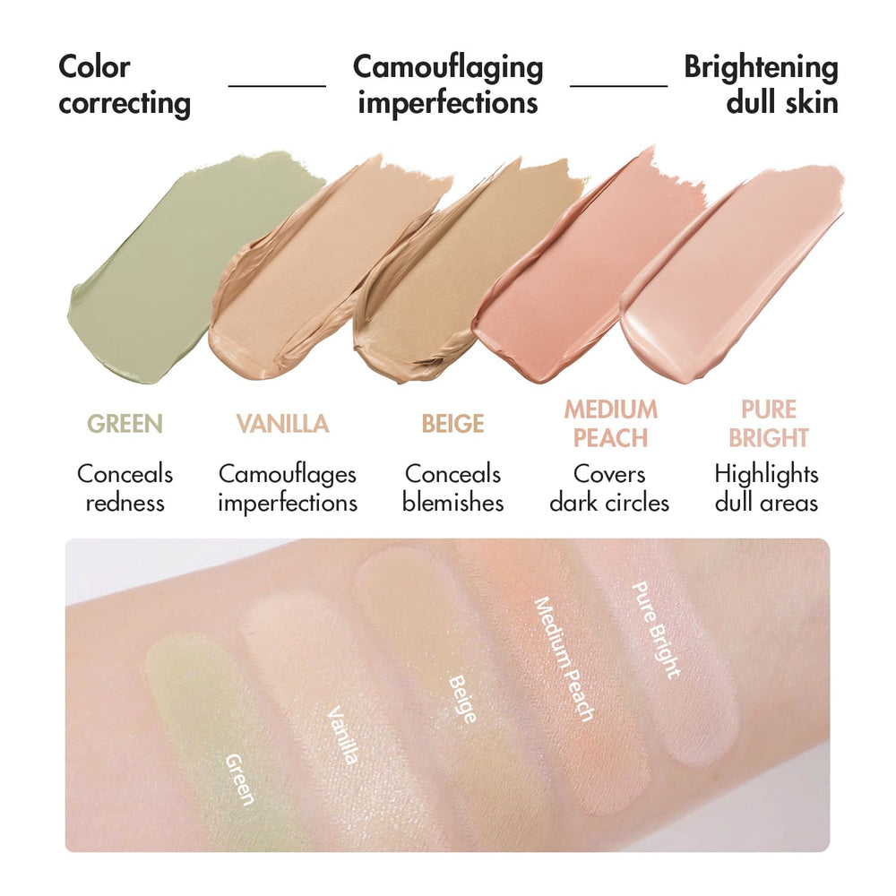 LUNA Conceal Blender Palette green shade for redness neutralization and correction.