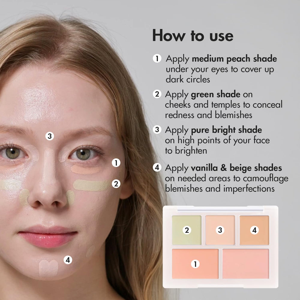 LUNA Conceal Blender Palette medium peach shade for blemish and dark spot correction.