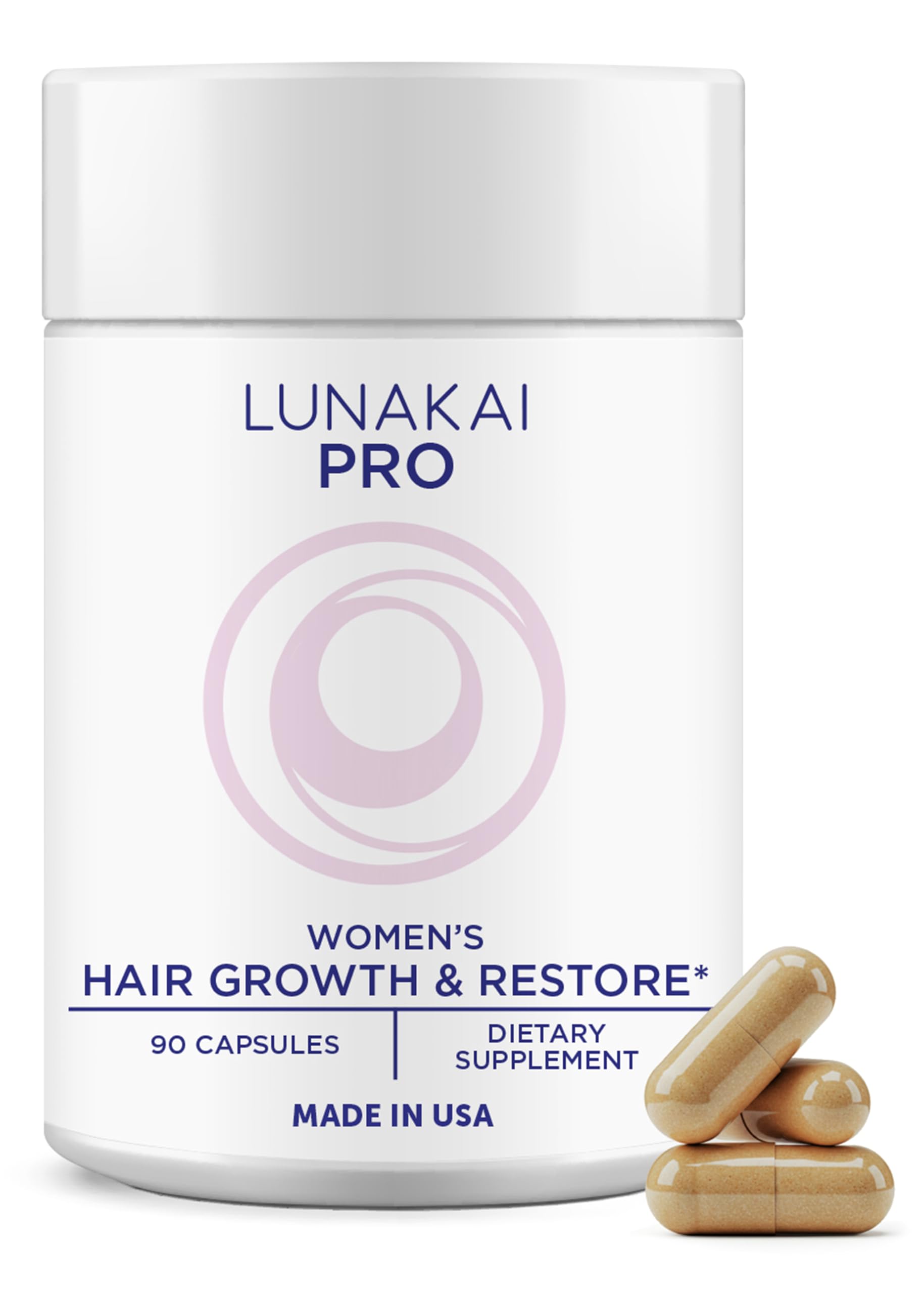 Lunakai PRO hair growth bottle shows daily support for fuller-looking hair.