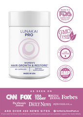 Lunakai PRO hair growth capsules ready for daily intake and potential results.