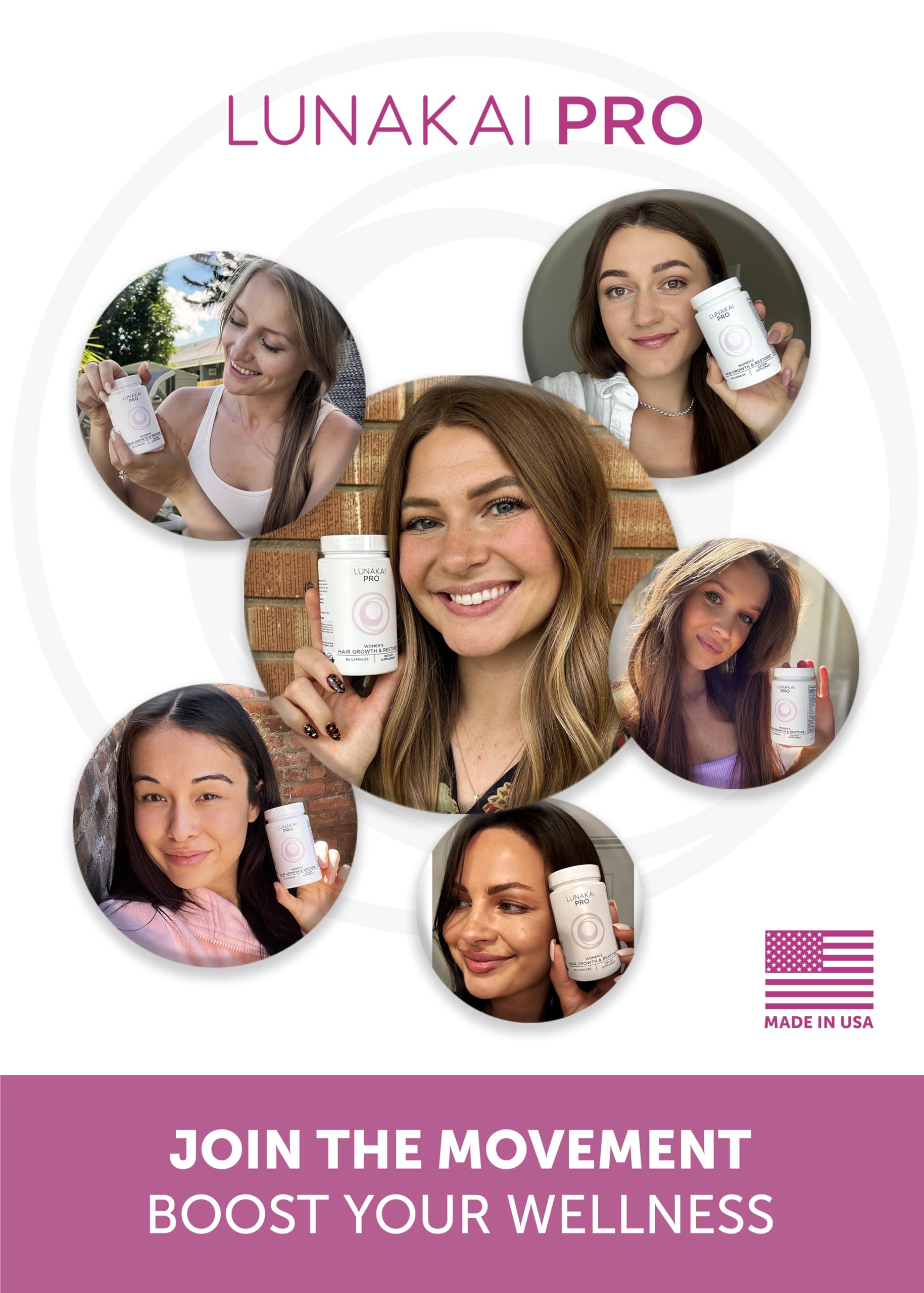 Lunakai PRO woman taking a daily pill for hair wellness.