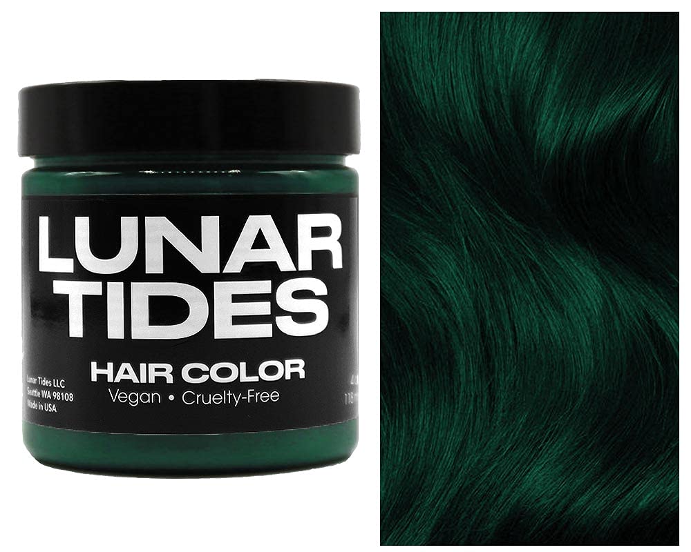 Lunar Tides Juniper Green bottle close-up showing vibrant semi-permanent color