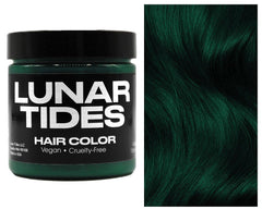 Lunar Tides Juniper Green bottle close-up showing vibrant semi-permanent color