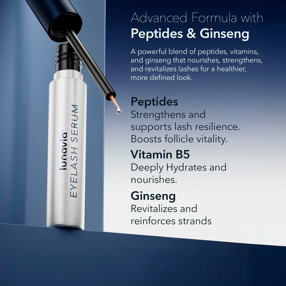 Lunavia Eyelash Serum on a nightstand during a calming nightly ritual