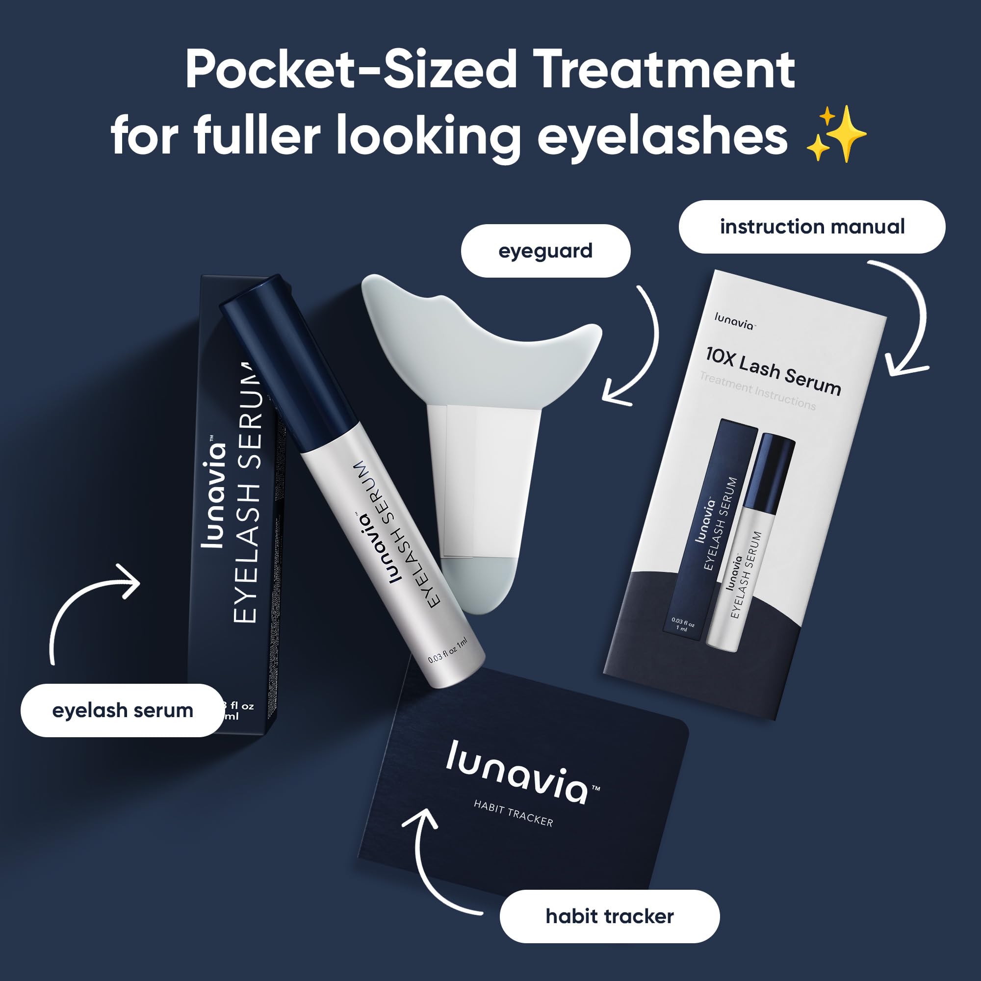 Lunavia Eyelash Serum precision applicator lines the upper lash for targeted care