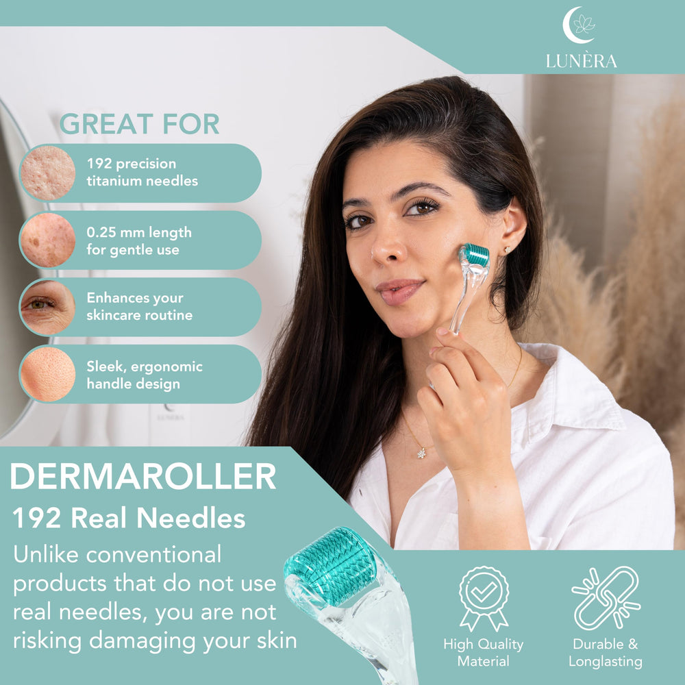 Lunèra derma roller scalp-use showing broad surface for even coverage.