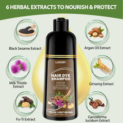 Lunory argan-oil-ginseng-herbal-blend bottle highlights nourishing botanicals for hair health.