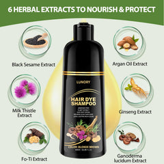 Lunory Blonde Brown Hair Dye Shampoo after rinse reveals vibrant, long-lasting color.