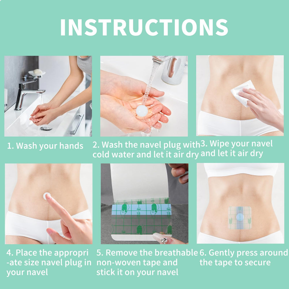 LUODAKA belly button plug on skin demonstrates discreet post-op support.