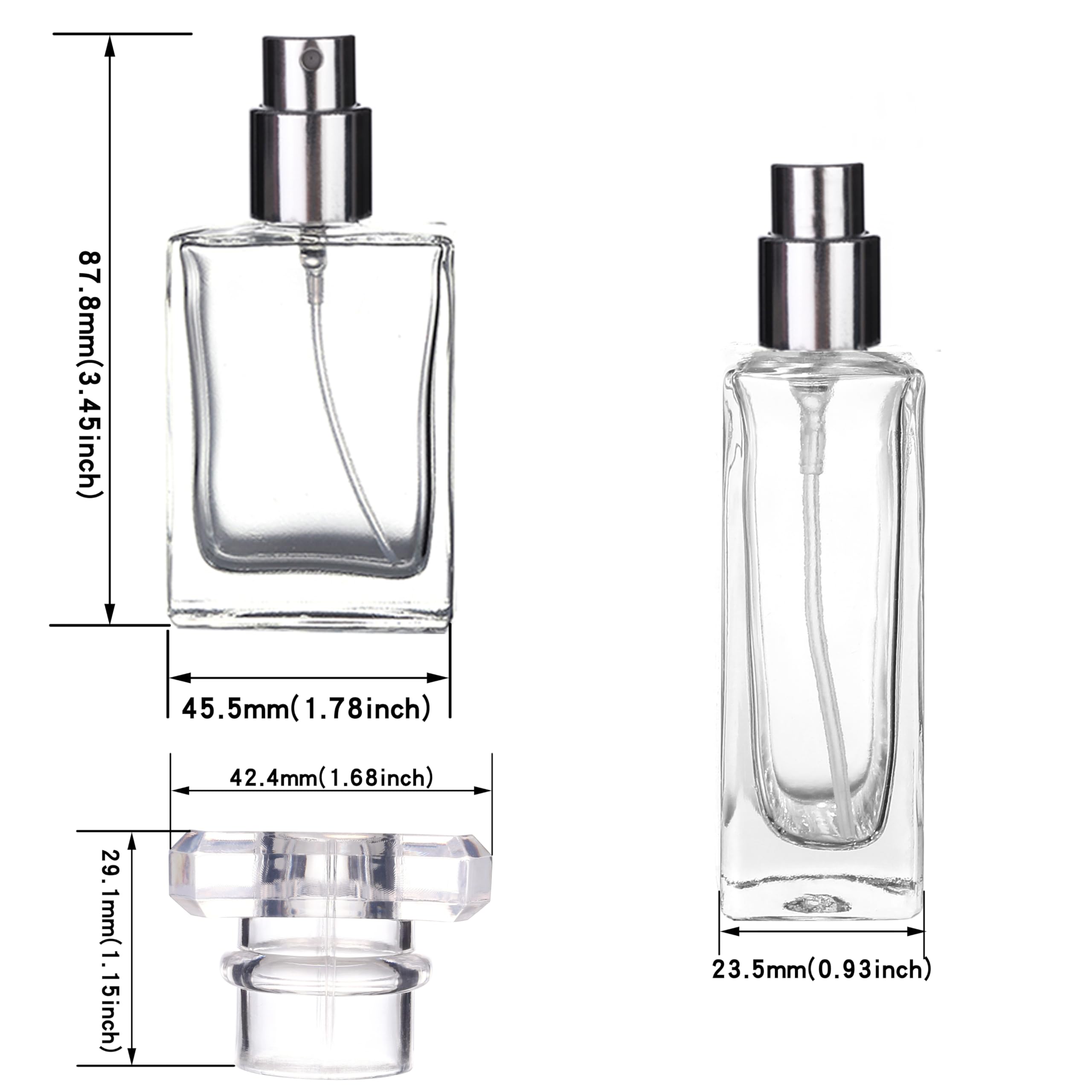 Luojery 6-pack black assorted bottles top view, stylish refillable spray for on-the-go fragrance