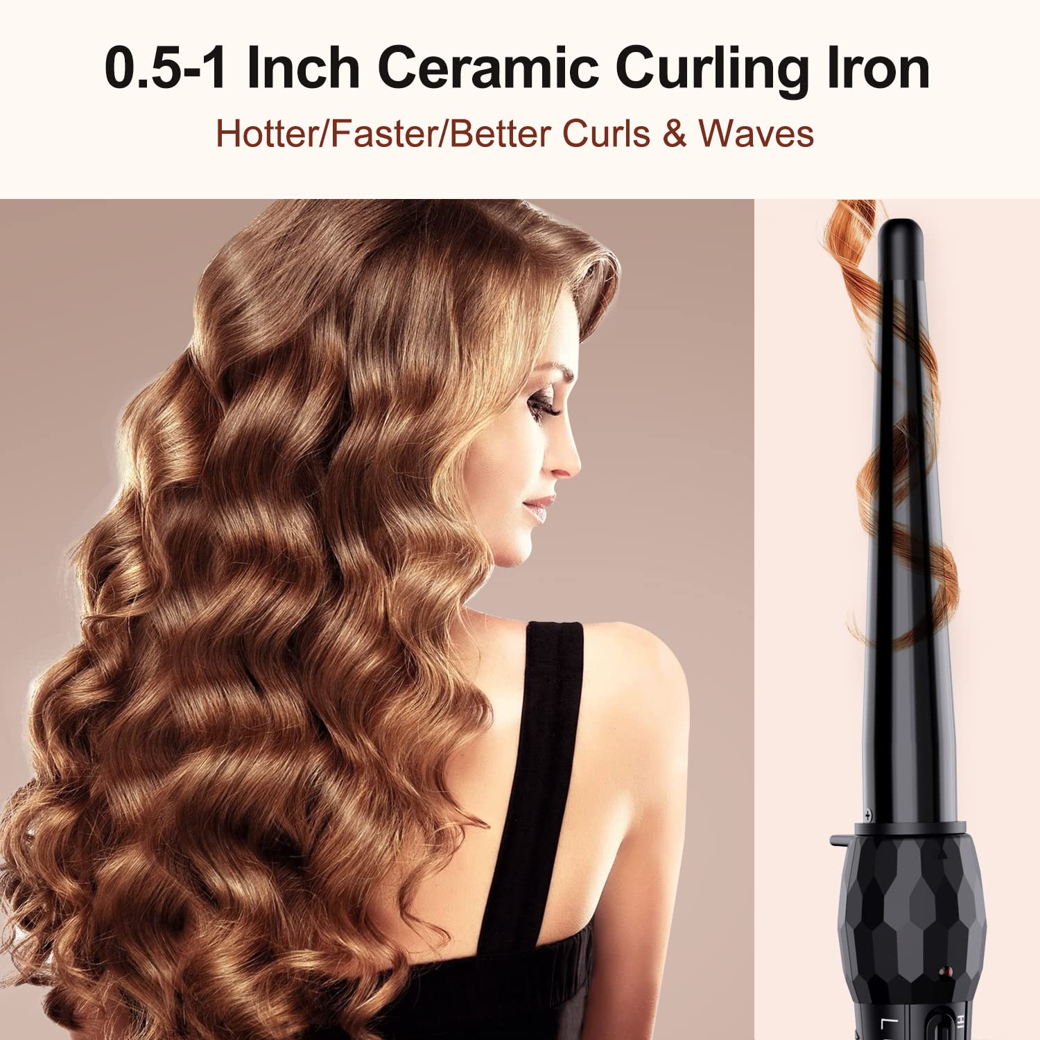 LURA curling wand dual-voltage design ready for travel worldwide