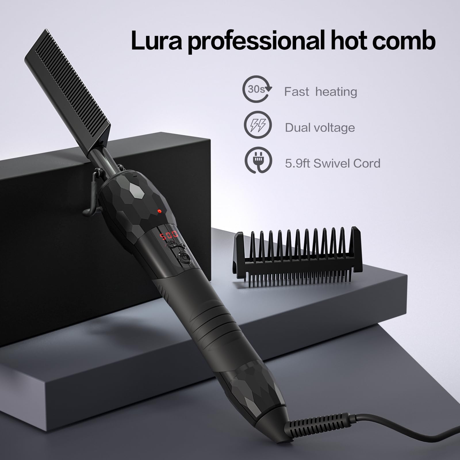 LURA temperature lock feature keeps heat steady during styling