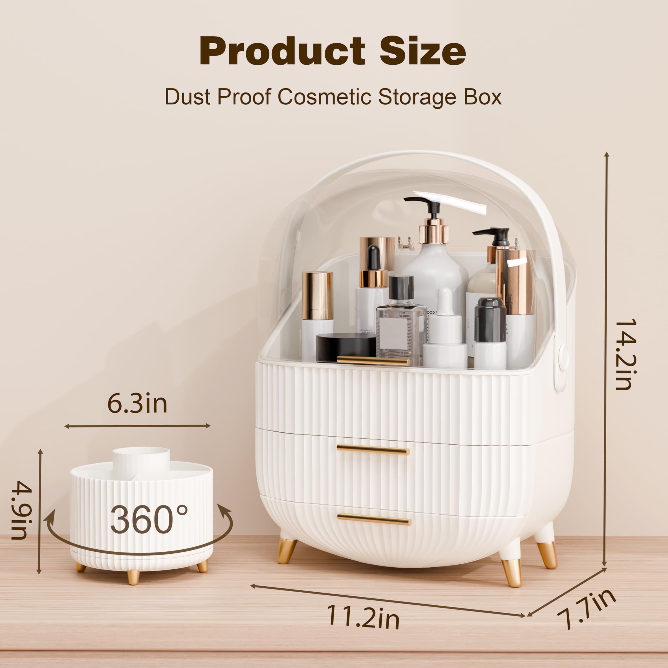 LURCNS makeup organizer with built-in brush holder, ideal for gifting beauty enthusiasts