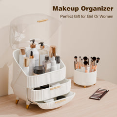 LURCNS makeup organizer featuring a golden handle and non-slip feet for stylish, stable placement