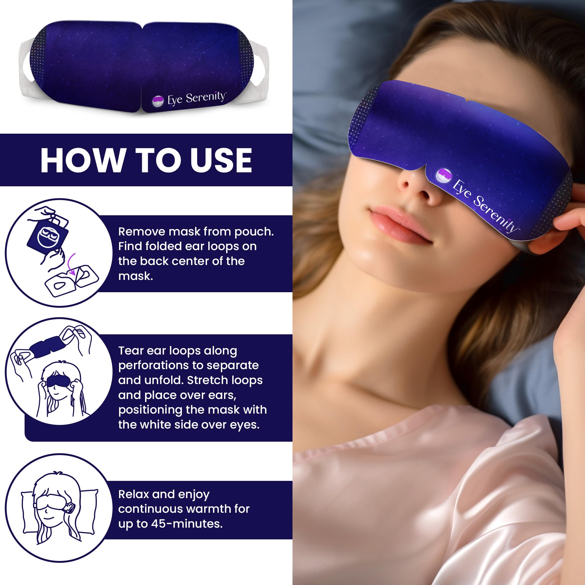 Lure Essentials eye mask individually-wrapped image conveys travel-friendly warmth for on-the-go evenings.