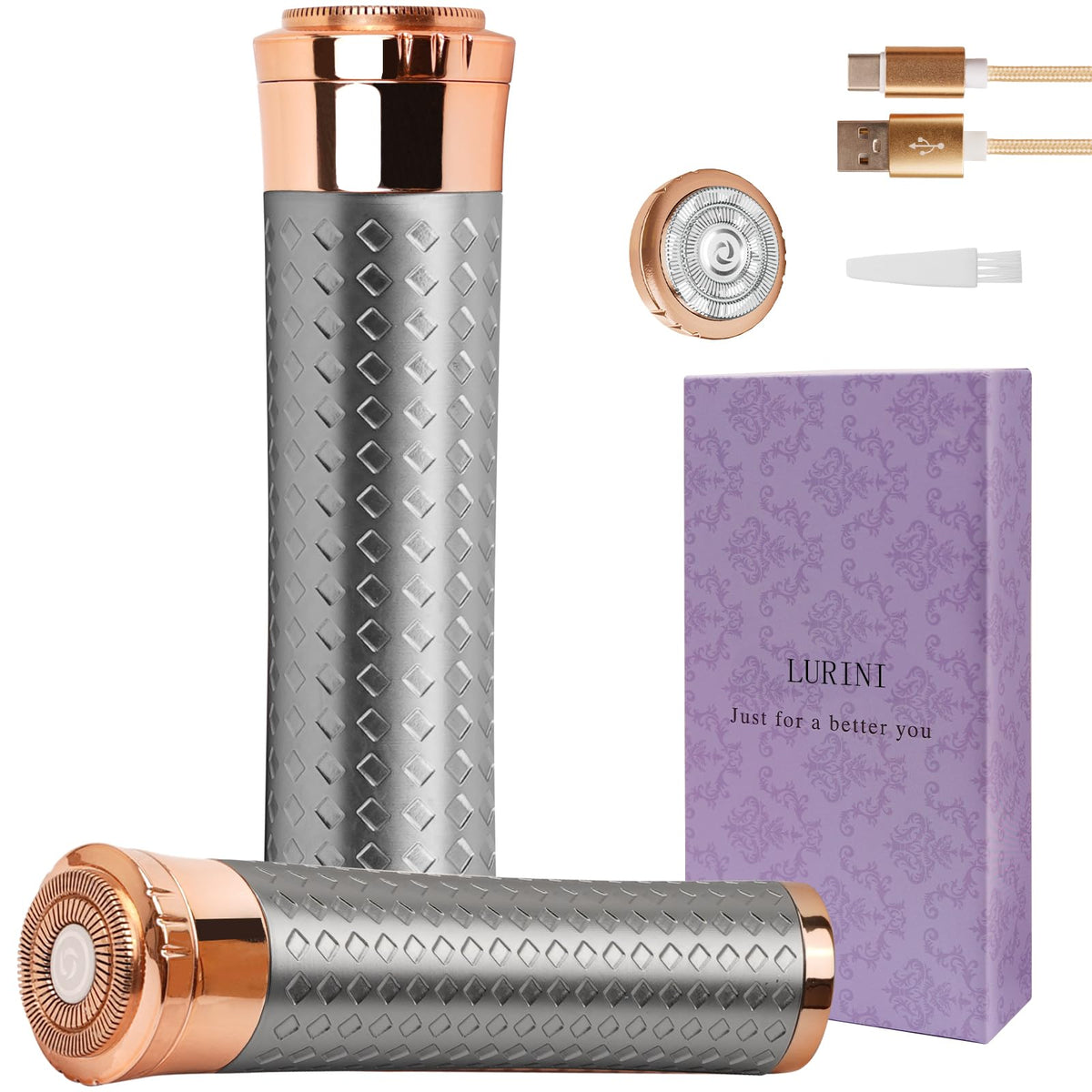 Lurini facial hair remover silver device ready for on-the-go grooming