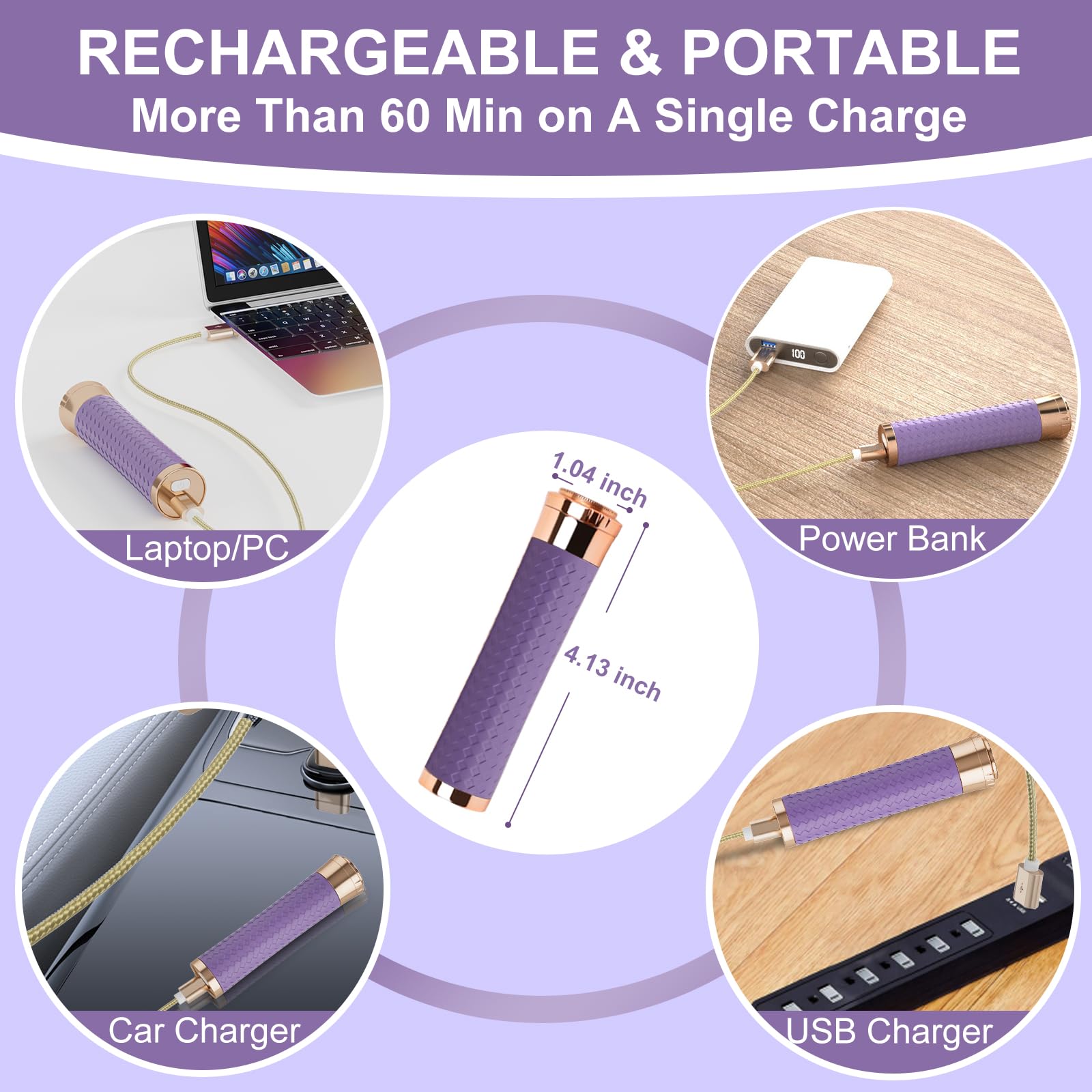 Lurini facial hair remover USB charging cable enables cordless grooming on the go