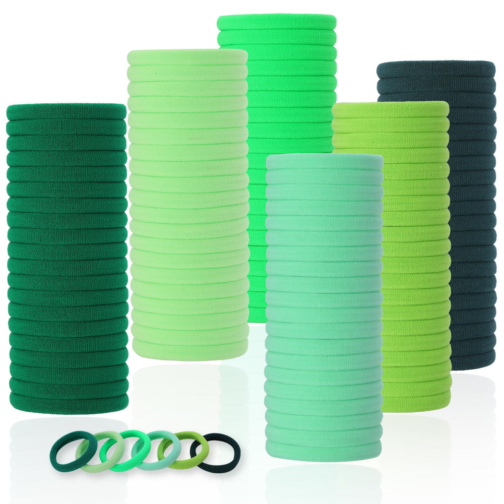 LuSeren 120-pcs green hair ties packaging in a premium gift box.